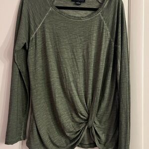 Sanctuary Green Raglan Tie Front Blouse
